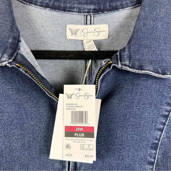 Jessica Simpson Women’s Dark Wash Denim Jumpsuit Size 20W - Picture 3 of 7